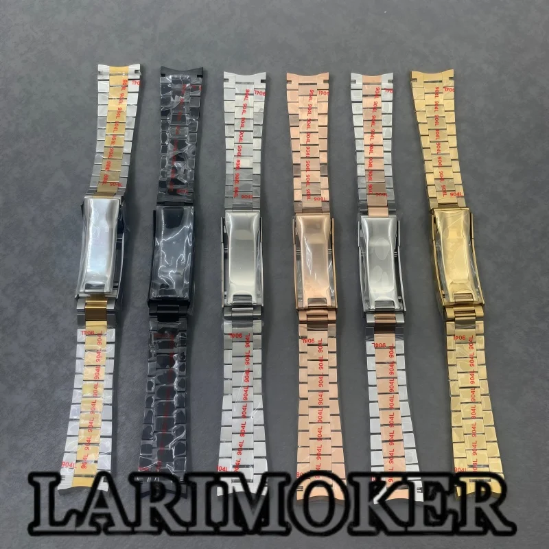 LARIMOKER 20mm President Style Stainless Steel Watch Bracelet Folding Clasp Silver Gold Rose Gold Black Replacement Band