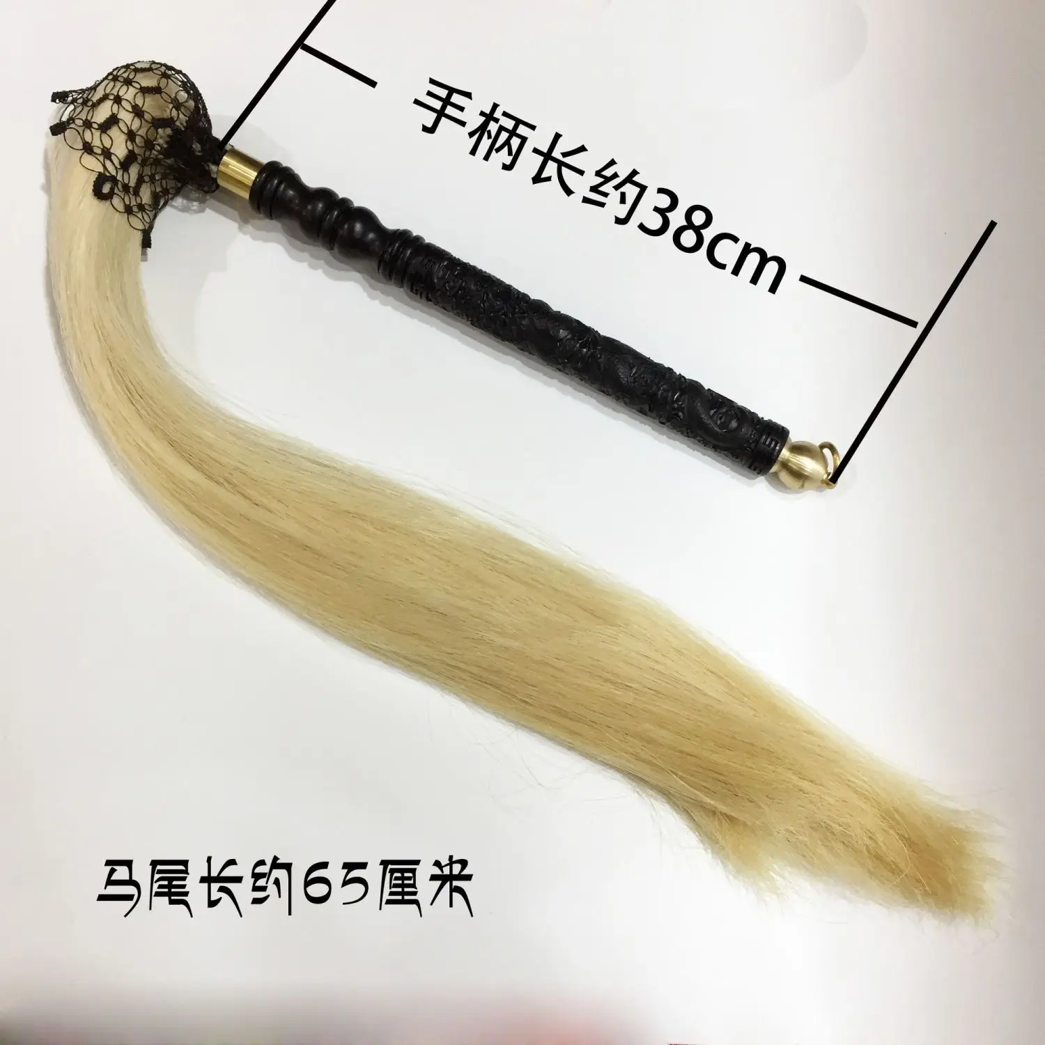 Solid wood ink sandalwood pan dragon handle handmade real white ponytail whisk