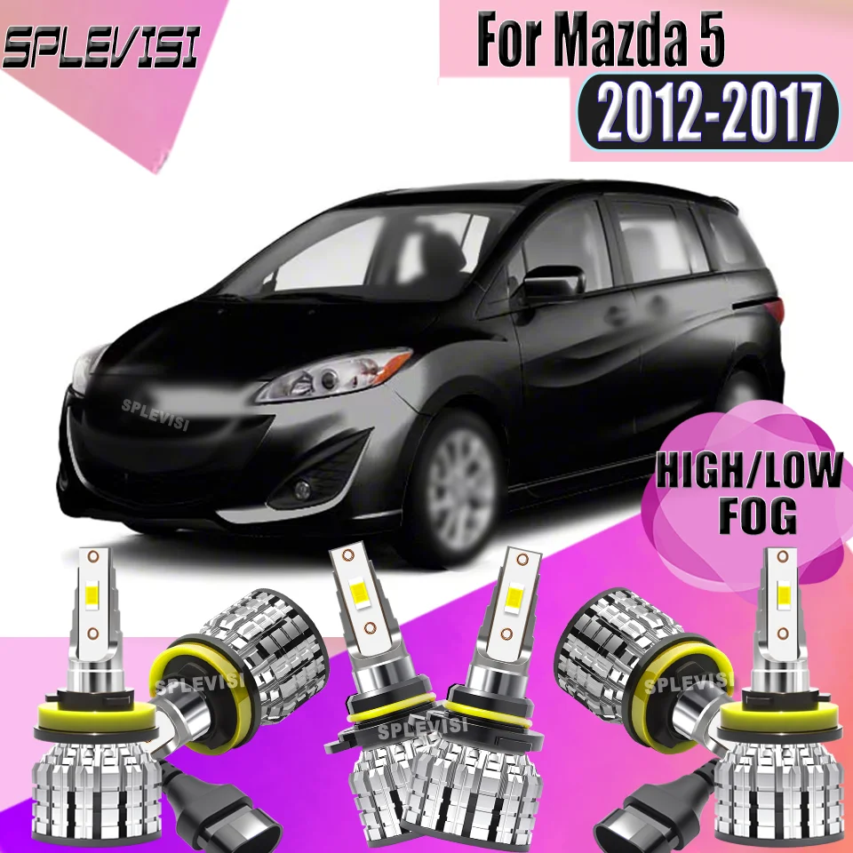 

6000K SPLEVISI Car LED Headlight Foglight Combination Aviation Aluminium High Low Beam Fog Light Warranty For Mazda 5 2012-2017