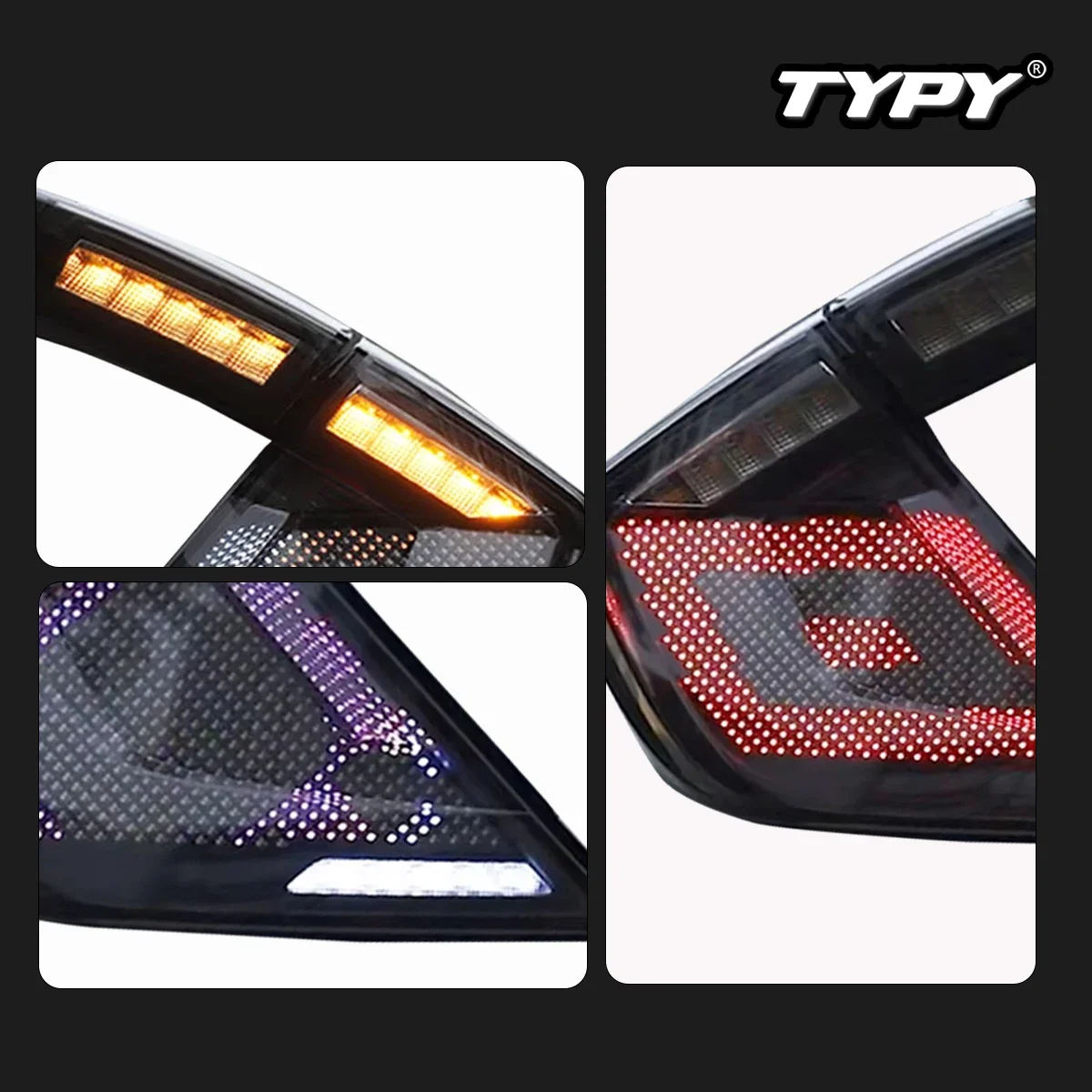 

TYPY новый светодиодный задний фонарь, обновленный, модифицированный для Honda Civic 10th Hatchback, задний фонарь 2016-2021, динамическая сигнальная лампа, автоаксессуары