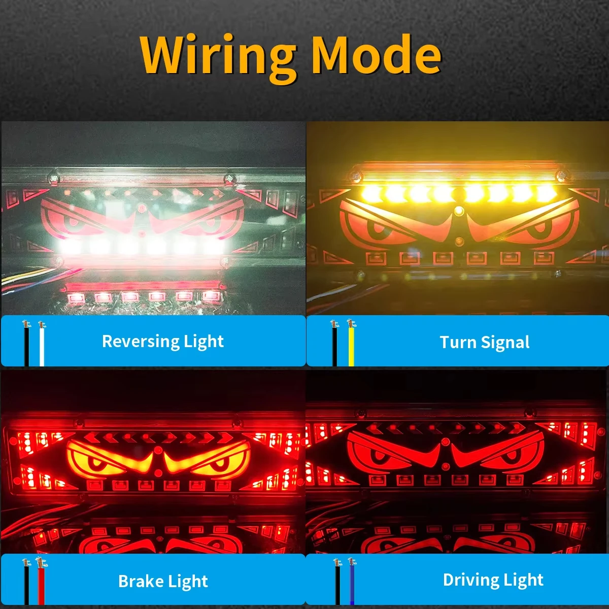 2 pçs luz traseira do caminhão com sinal de volta olho do diabo led parar freio estacionamento luzes reversas para captador carro trailor caminhão 12v 24v