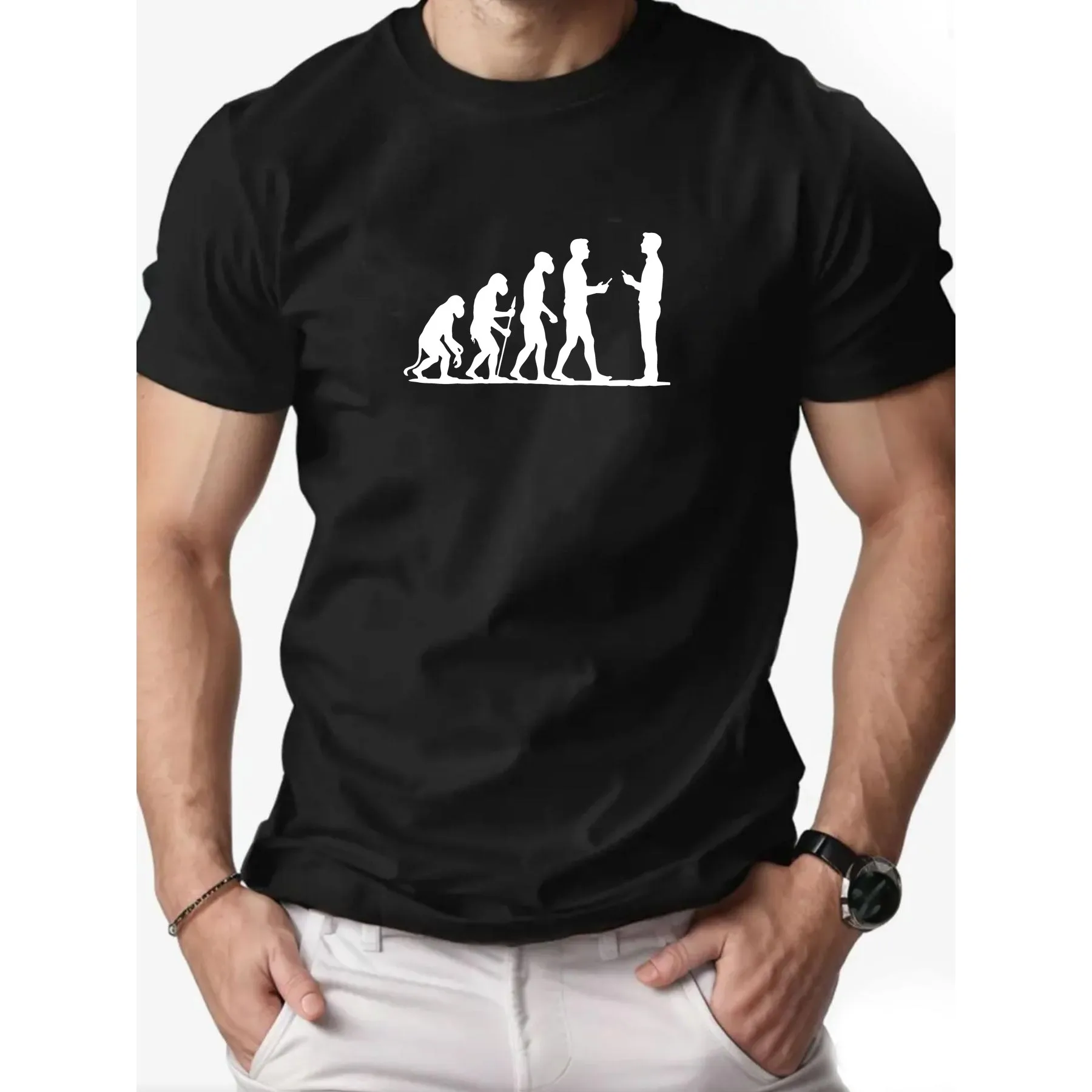 Evolution Graphic Men's Short-Sleeve T-Shirt Summer Casual Breathable Cotton Tee