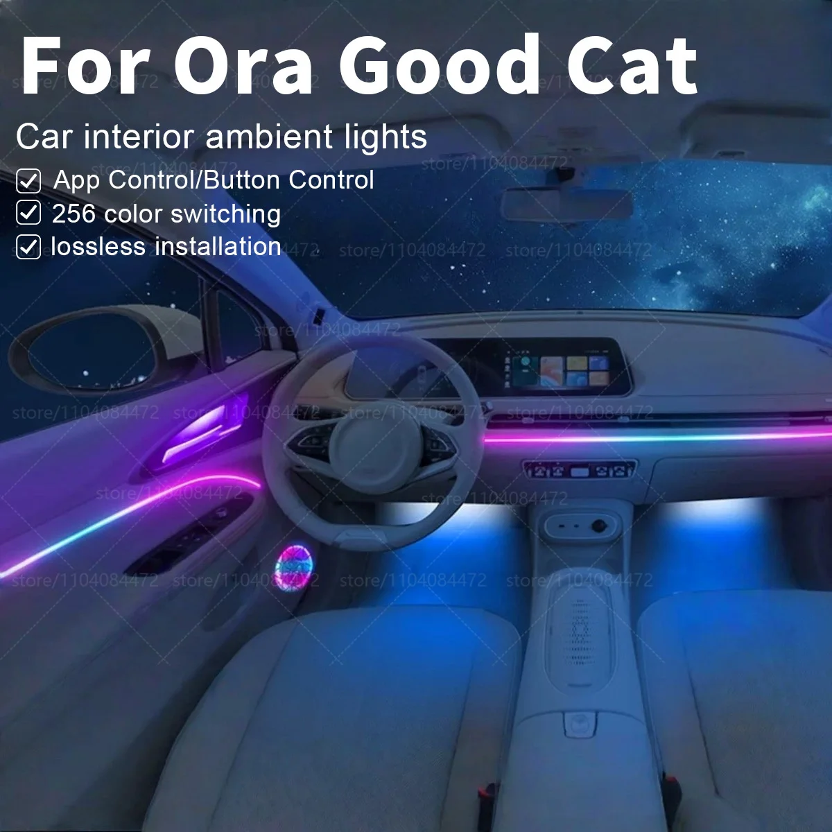 

For Ora Good Cat 22in1 RGB Car Interior Acrylic Car Ambient Lights RGB Hidden Acrylic Strip Decoration Atmosphere Accessories