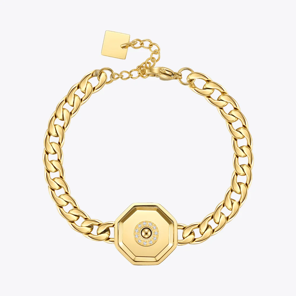 

ENFASHION Unique Octagonal Compass Bracelet For Women Stainless Steel Fashion Jewelry Gold Color Chain Bracelets Party B222272