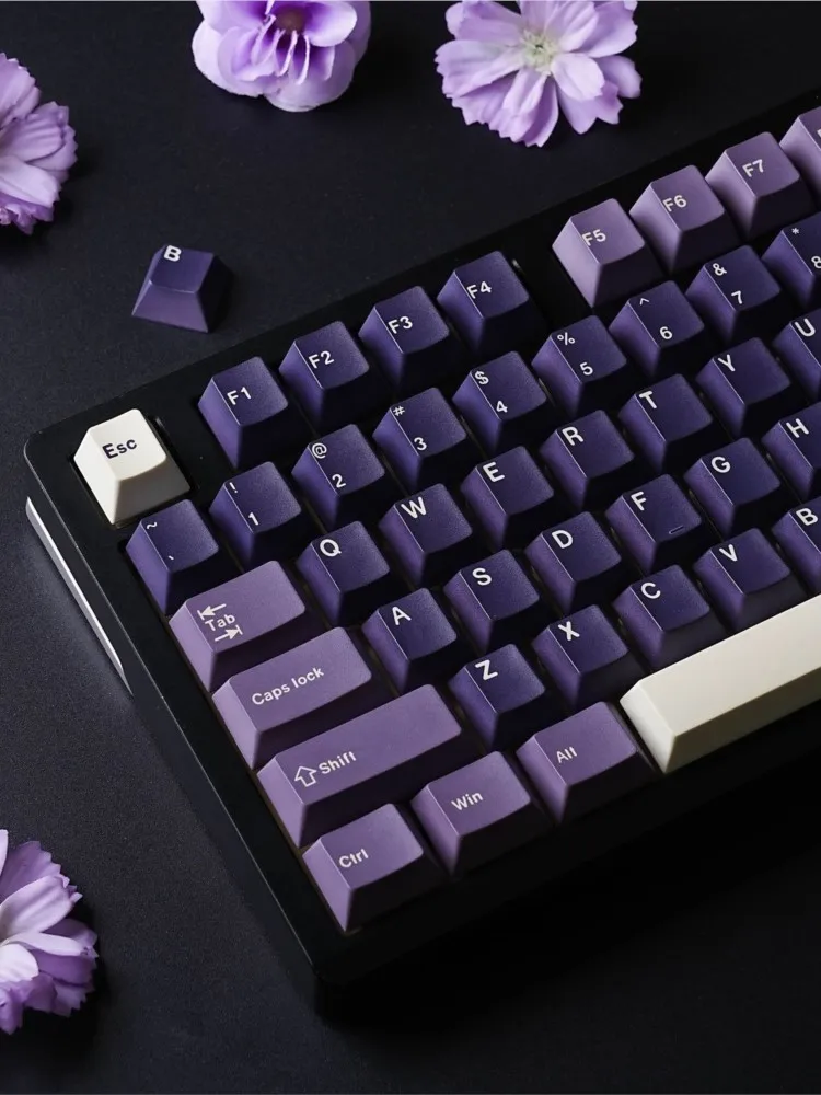 Lila mechanische Tastatur-Tastenkappen 7U ISO Russisch Spanisch Französisch Abnt2 Koreanisch Deutsch Arabisch Japanisch Cherry Profil PBT Tastenkappen