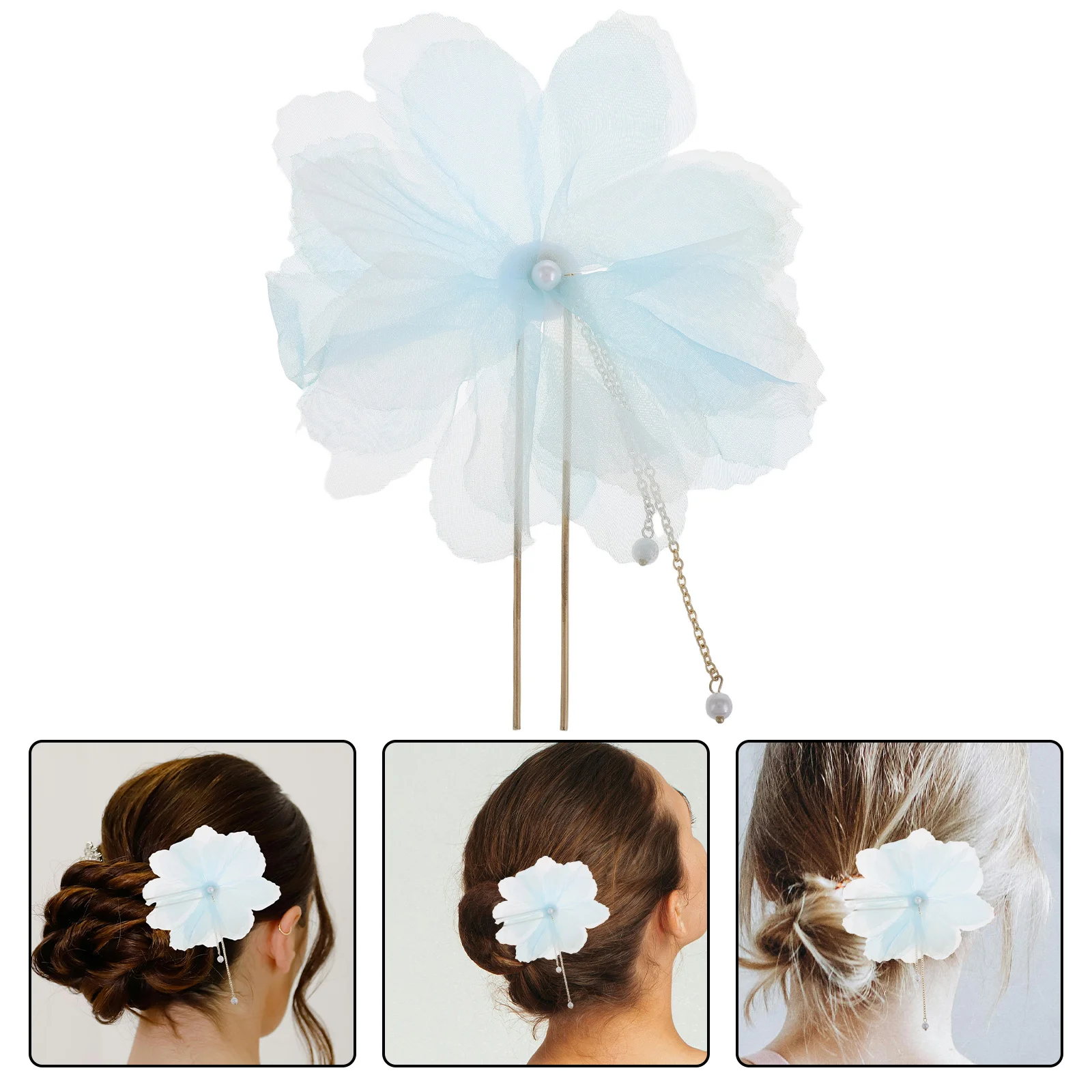

U-образная заколка для волос в форме груши с цветочным жемчугом и кисточками, китайские аксессуары Hanfu, элегантная, прочная ручная работа для всех случаев, свадебный выпускной