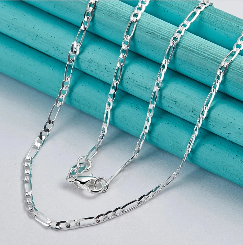 925 Sterling Silver 2mm Width Figaro Chain Necklace for Women Men\'s Jewelry High Quality