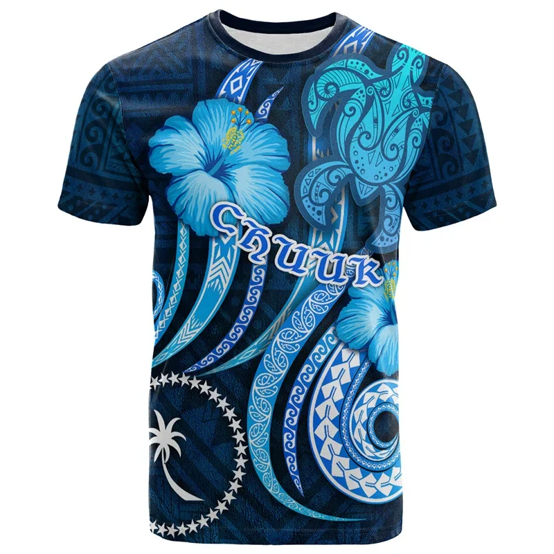 3D Printed T-shirt Men's Round Neck Short Sleeved Fashionable Casual Top Polynesian Street Oversized Neutral Classic Clothing