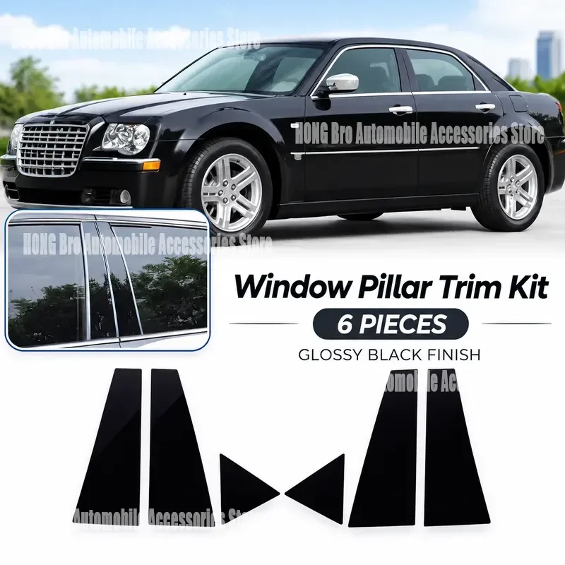 For Chrysler 300C 2004-2010 Car Window Pillar Decorative PC Trim B C Column Stickers Auto Exterior Accessories Styling