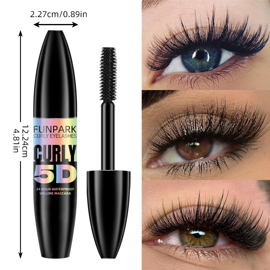 Black 5D Mascara Thickening ,Lengthening Curling Waterproof Long Lasting Liquid Fiber Mascara Makeup Lash Eyelash Extension Beau