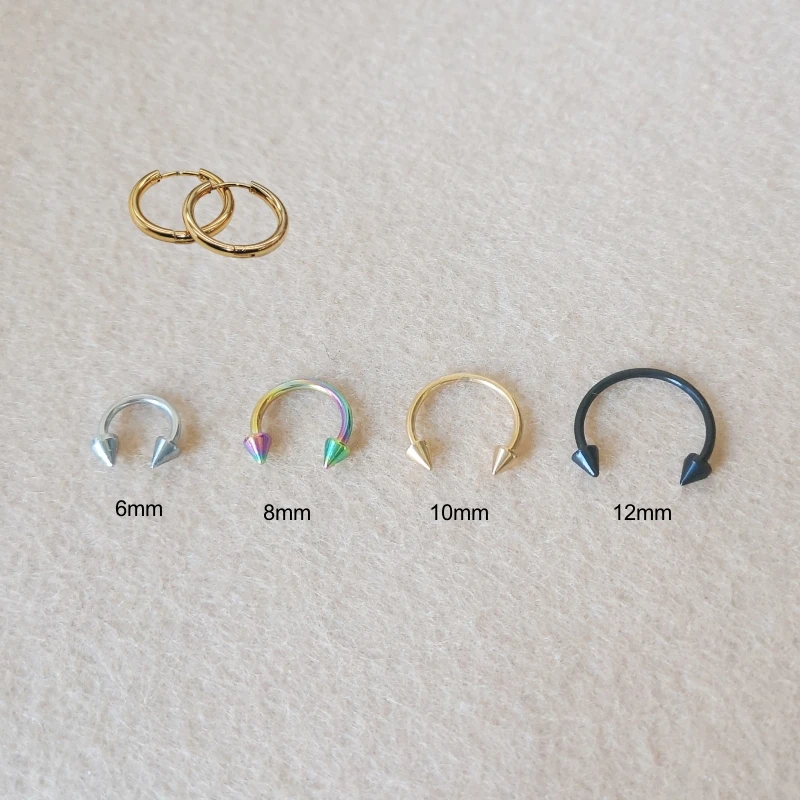 5pc Lot Stainless Steel Round Men Women Earrings 6 8 10 12mm For Choose Brief Style Fashion Jewelry