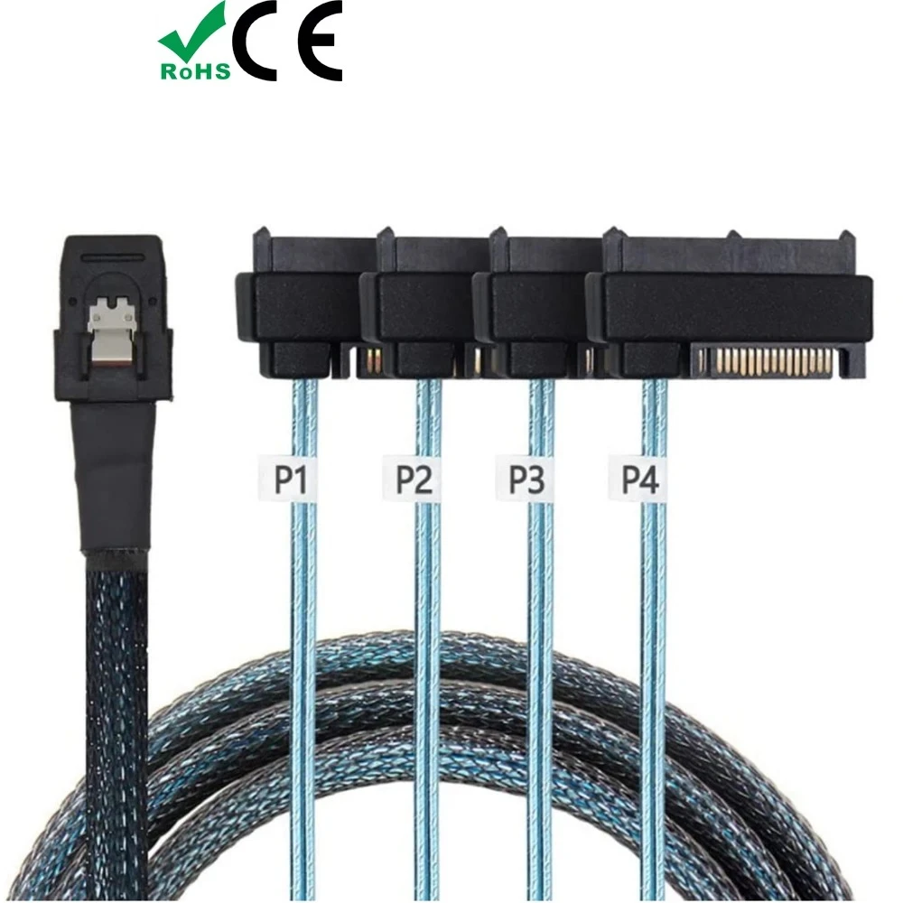 Mini SAS 36pin SFF8087 To 4X29pin SAS SFF8482 2 in 1 Cable with SATA Power 0.5m/1.0m