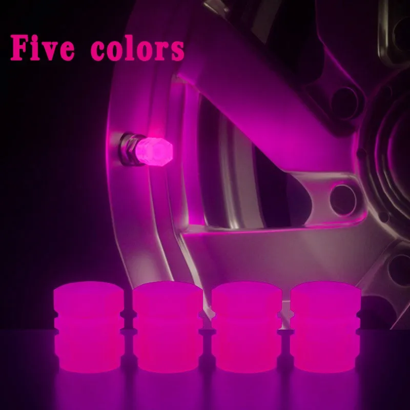 Luminous Tire Valve Cap Car Motorcycle Bike Wheel Hub Glowing Valve Cover Pink Red Tire Decoration Auto Styling Tyre Accessories