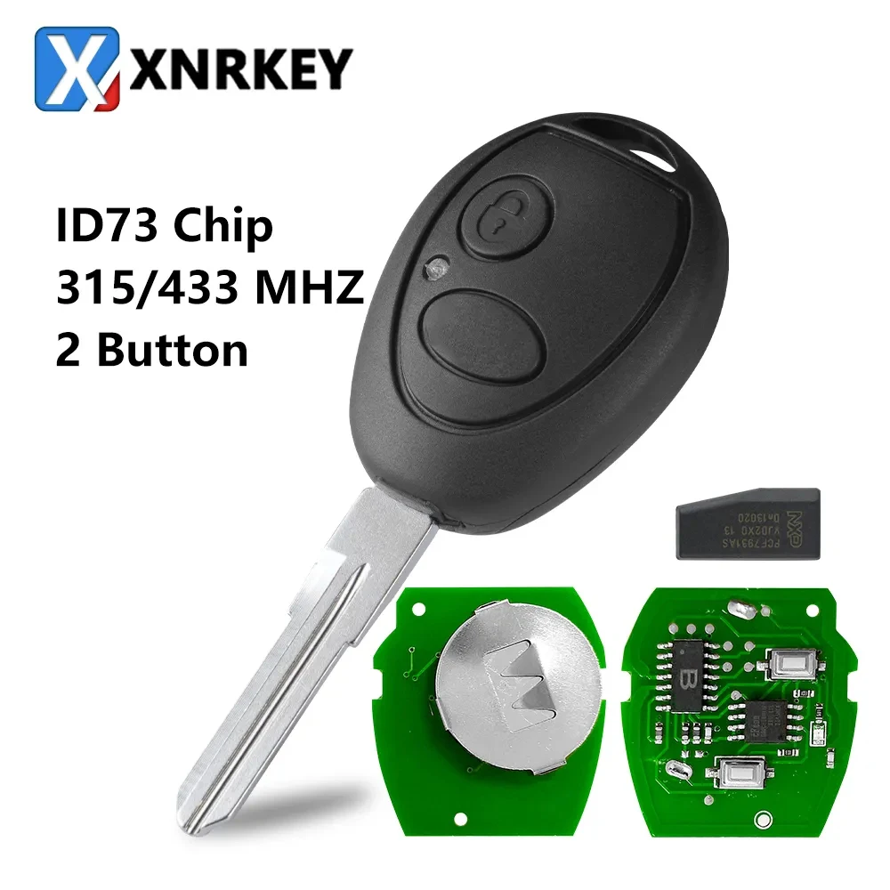 

XNRKEY 2 Button Car Remote Key ID73 PCF7930 Chip 315/433Mhz for Land Rover Discovery 1999-2004 FCC ID: N5FVALTX3 Uncut Key