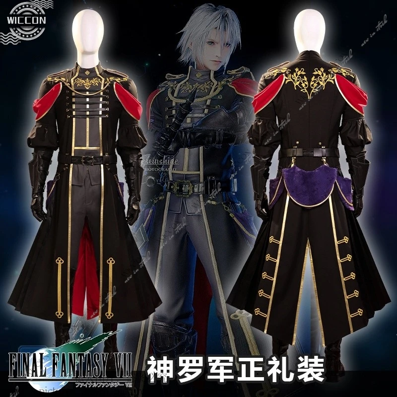 Sephiroth Final Cosplay Costume Shoes Fantasy Formal Wear Military Uniform Youth Handsome Uniform Suit Halloween Party Outfit