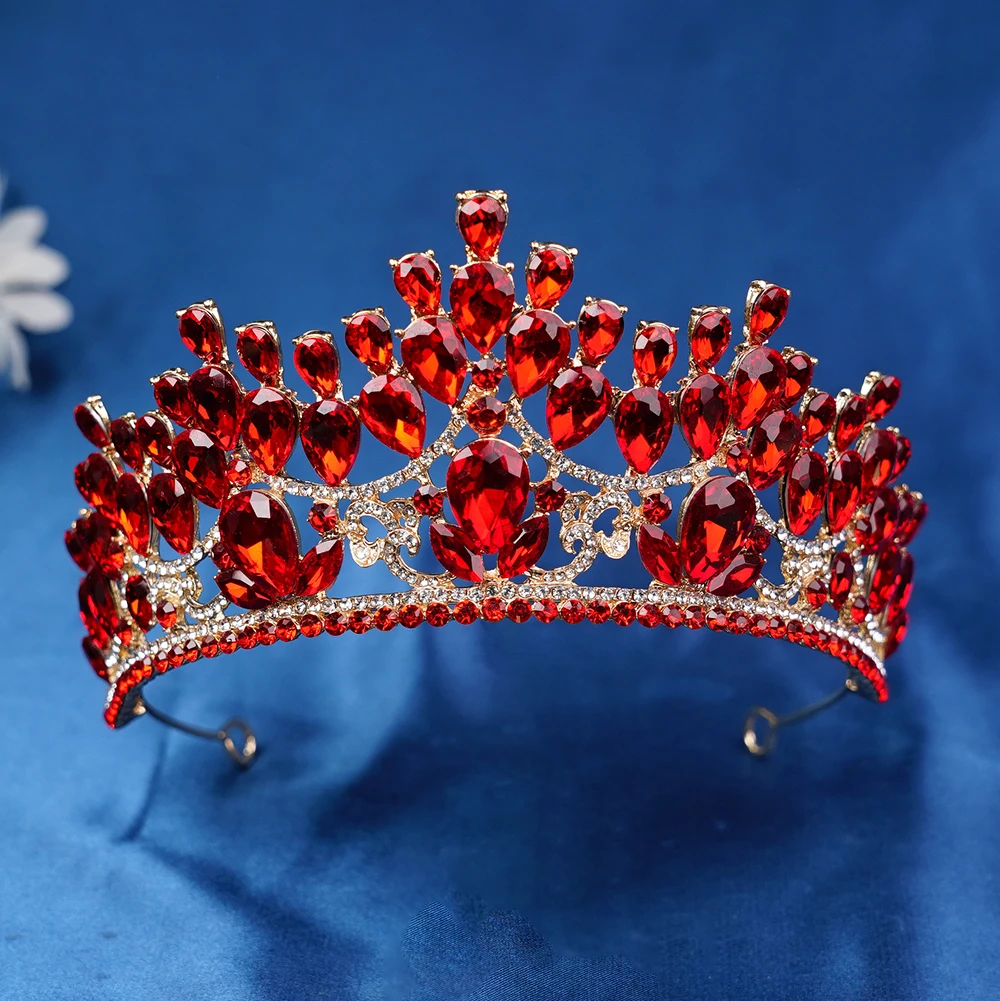 المبيعات الساخنة متعدد الألوان التيجان الطرف والتيجان للنساء كريستال الأميرة تاج حجر الراين الشعر مجوهرات أغطية الرأس وصيفه الشرف