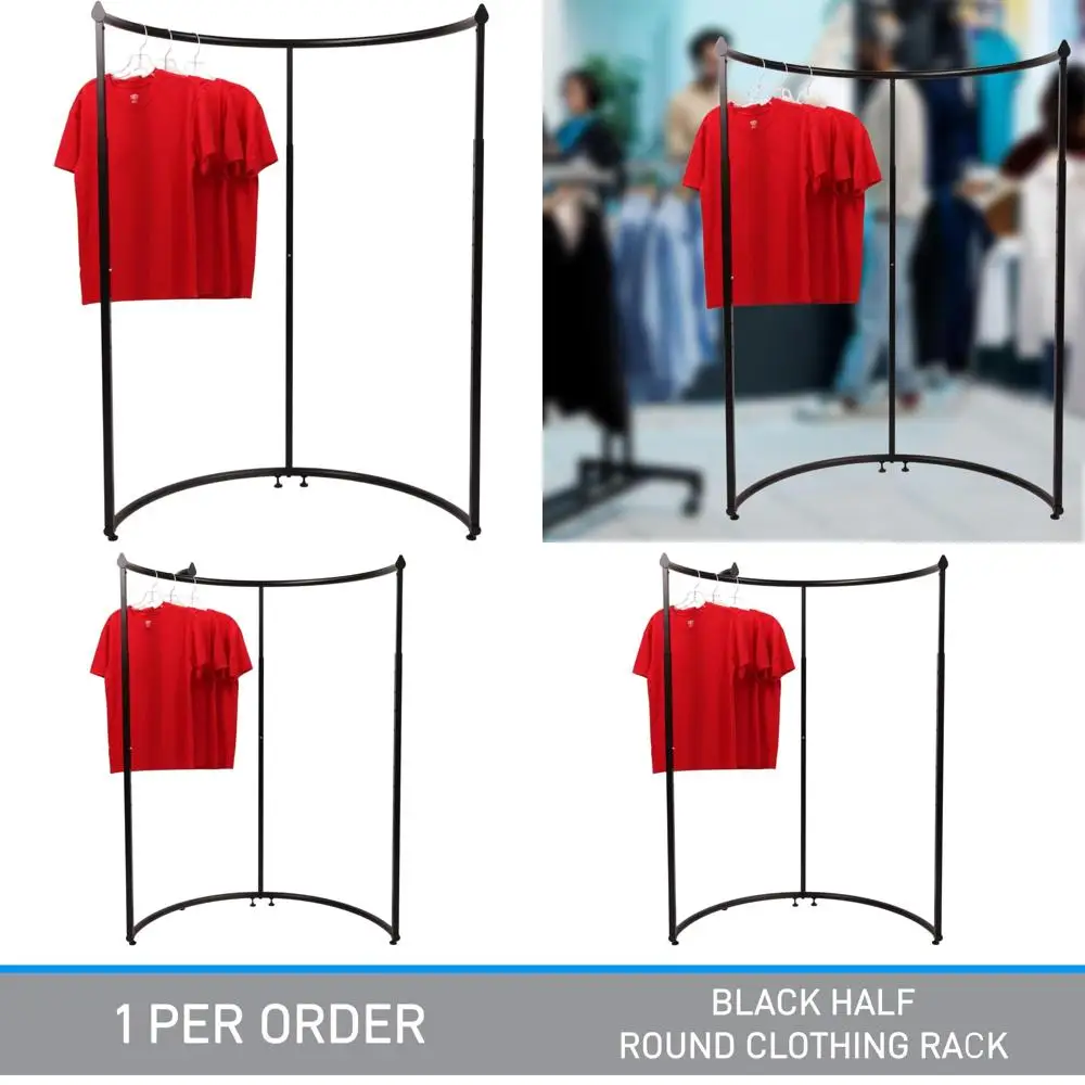 SSWBasics Black Clothing Rack - 64 Usable Hanging Space on Rack - Durable Retail Garment Display - Sleek Clothes Rack for Thrift