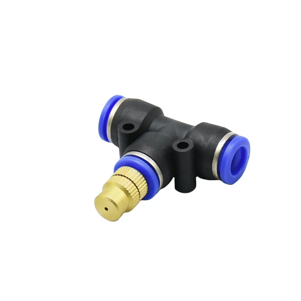 Outdoor Misting Cooling System Sprinkler Nozzles 8mm Tee Straight Push Lock Joint For Garden Irrigation Watering