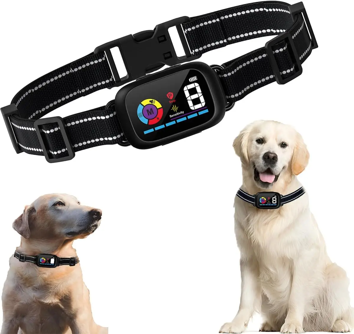 

Перезаряжаемый ошейник для лая собак с 6 режимами и 8 уровнями чувствительности для всех размеров собак