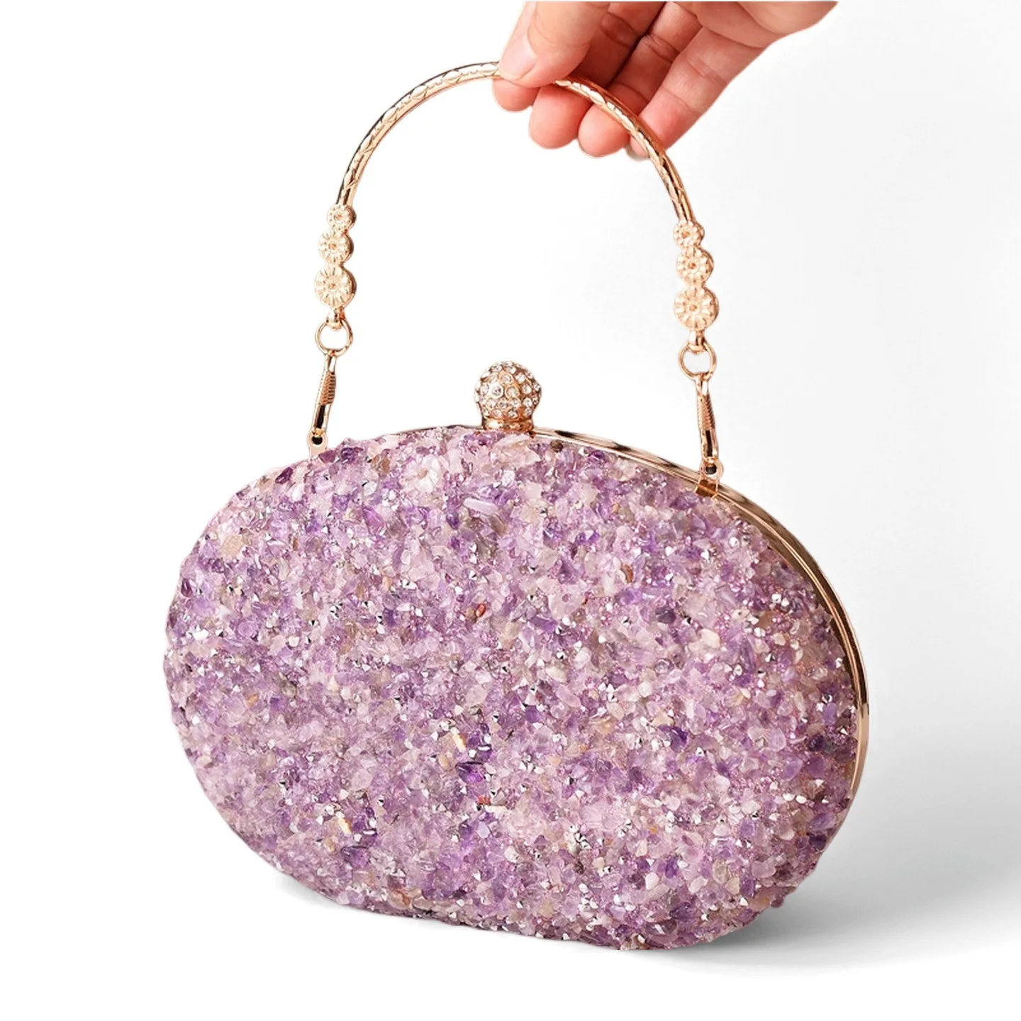 Graziosa pochette da sera con decorazione in pietra, glamour, chic, sofisticata, attraente, favolosa ed elegante per la cena