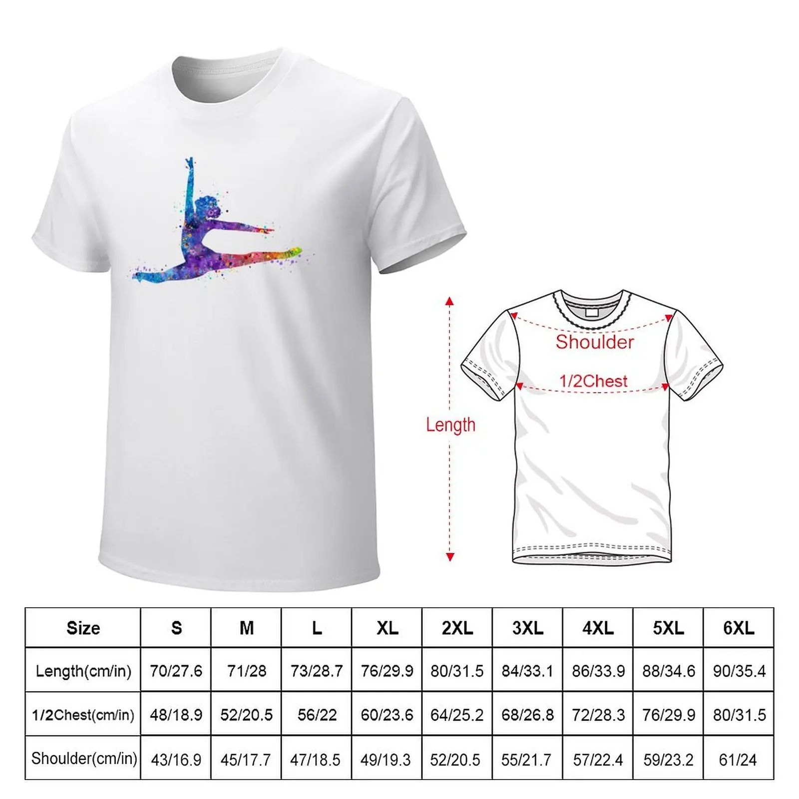 Girl Gymnastics Twine Dynamic Artwork Watercolor Sport Gift T-shirt anime cute tops summer clothes summer top plain t shirts men