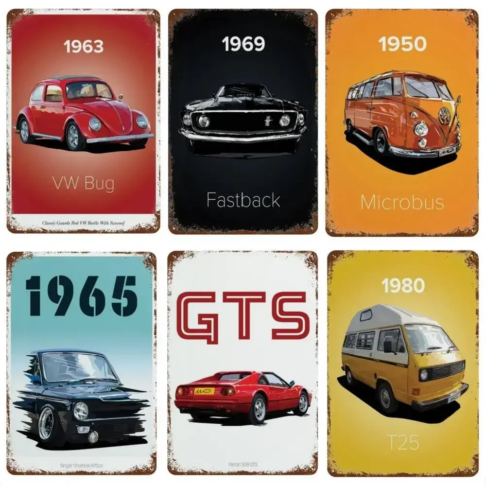 Vintage Car Decoration 80s GTI Sports Classic Car Metal Tin Sign Plaque Garage Man Cave Living Room Home Wall Art Poster Plates