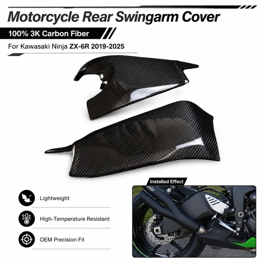 For Kawasaki Ninja ZX-6R 2019- 2021 2022 2023 2024 2025 Fairings Motorcycle Full Dry Carbon Fiber Rear Swingarm Cover Fairing