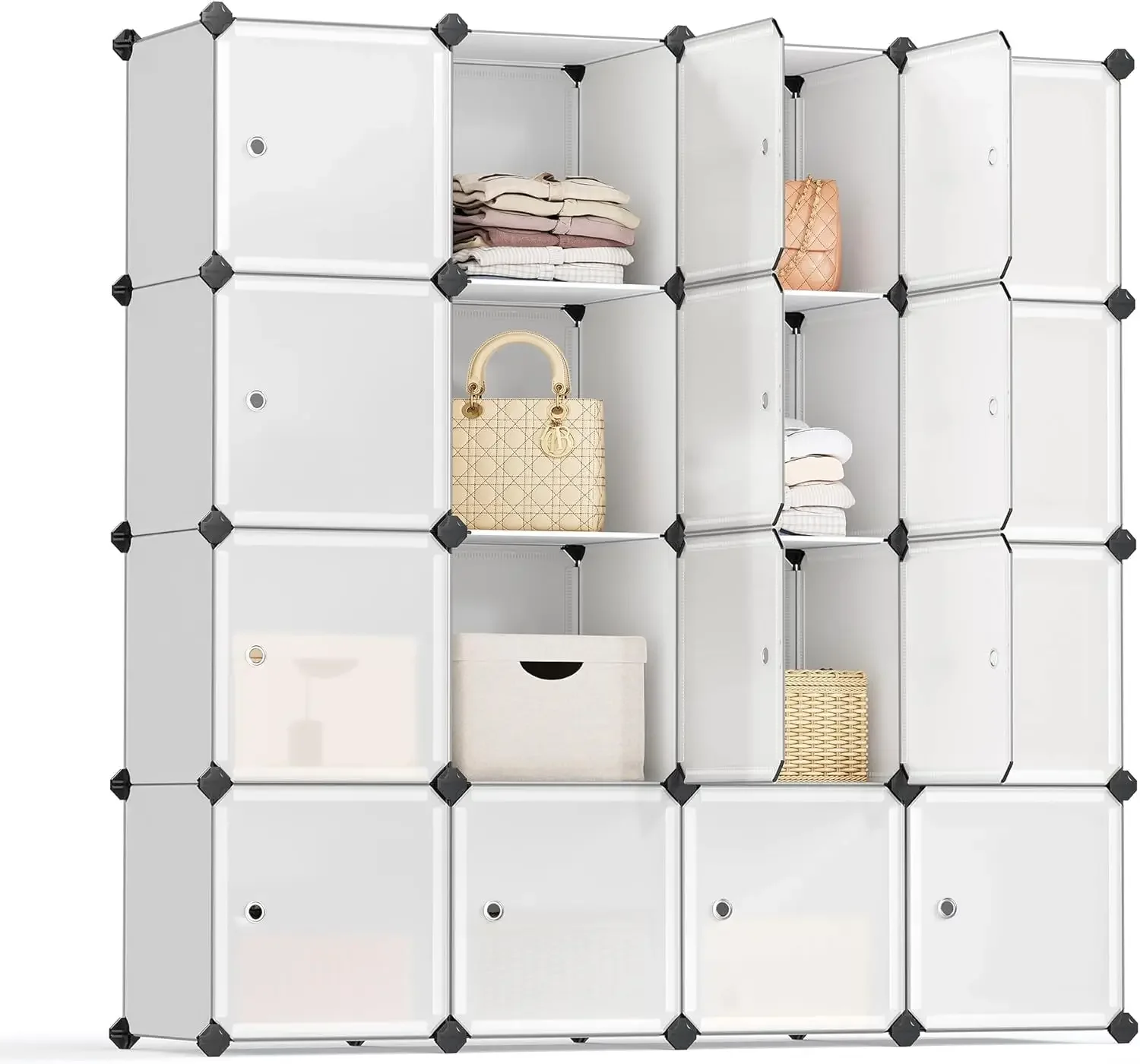 

Cube Storage Organizer, Set of 16 Plastic Cubes, Closet Storage Shelves, DIY Plastic Closet Cabinet, Modular Bookcase, Shelving