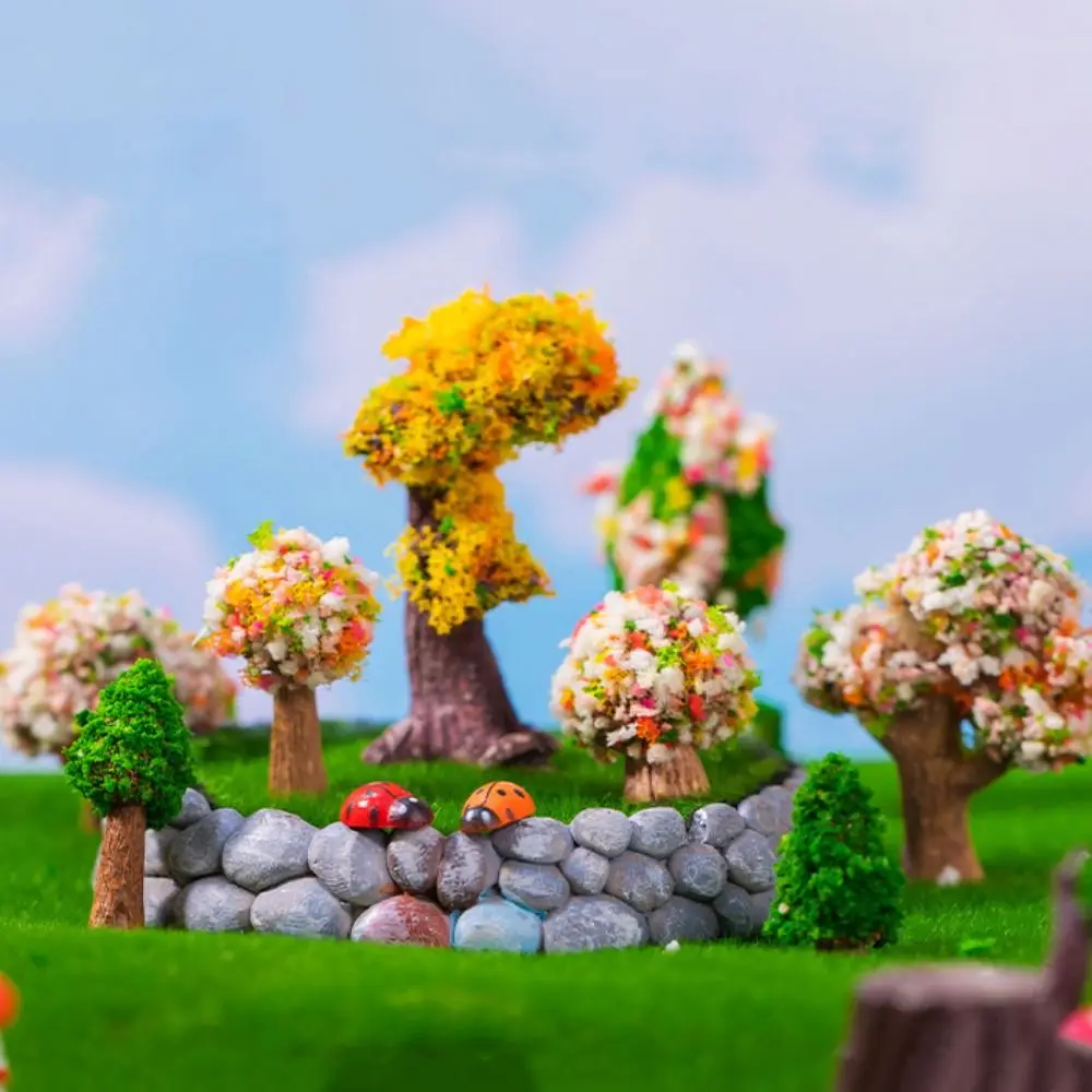 Mini pianta di albero artificiale Micro-ornamenti di paesaggio fiori di ciliegio resina smaltata Rockery decorazione realistica per la casa