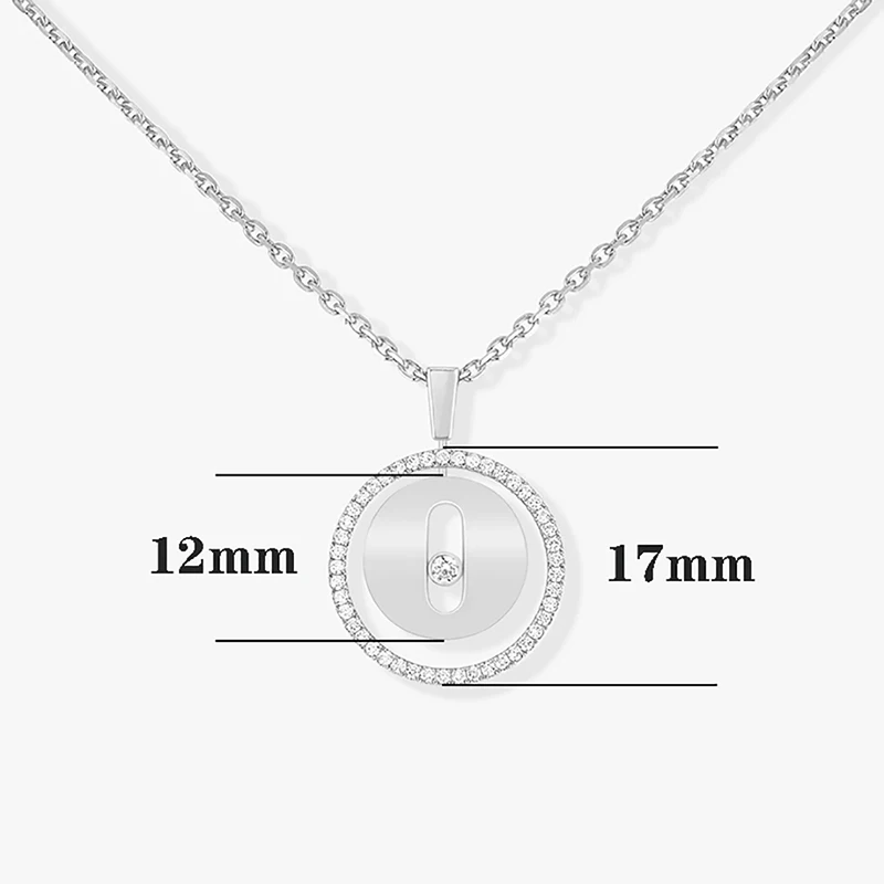 French luxury brand jewelry Lucky Move series 925 sterling silver amulet rotatable pendant women\'s necklace. Sliding diamond