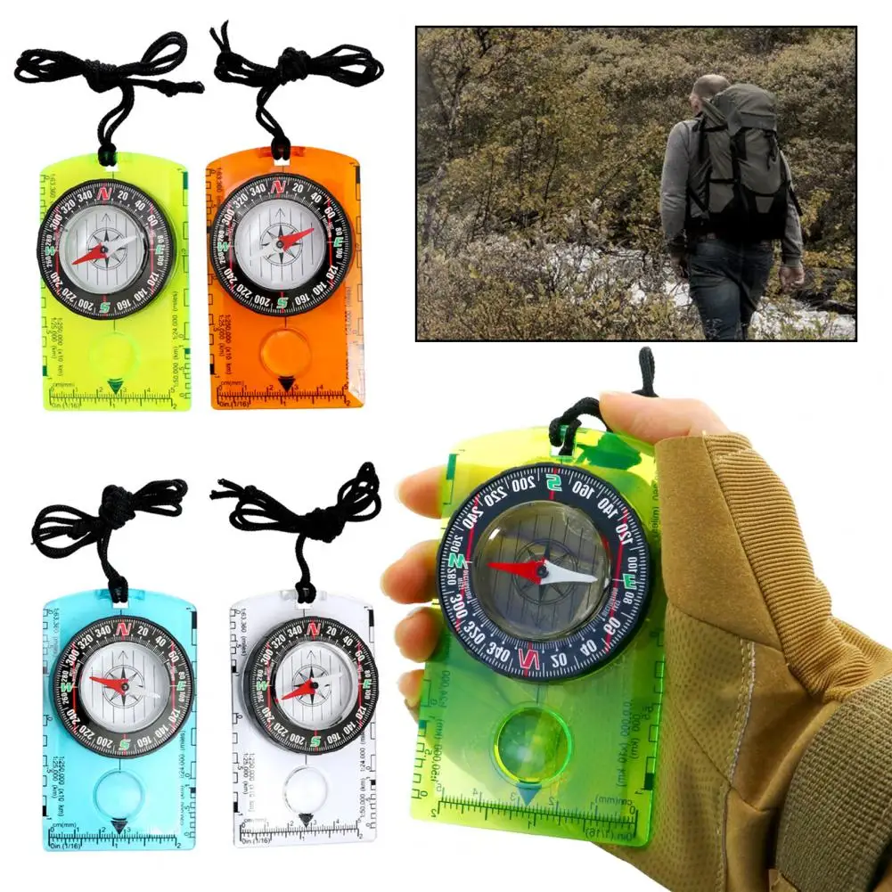 Multifunctional Compass Professional Orienteering Compass with Magnifying Glass Lanyard for Camping High Accuracy for Outdoor