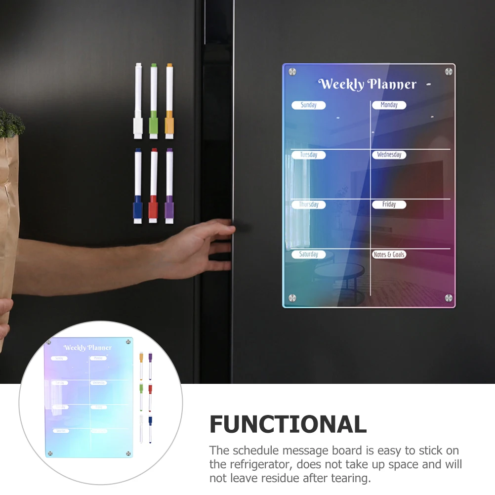 

1 set Magnetic Dry Erase Board Set Fridge Planner Acrylic Calendar Writing Boards Small Erasable Schedule To Do List