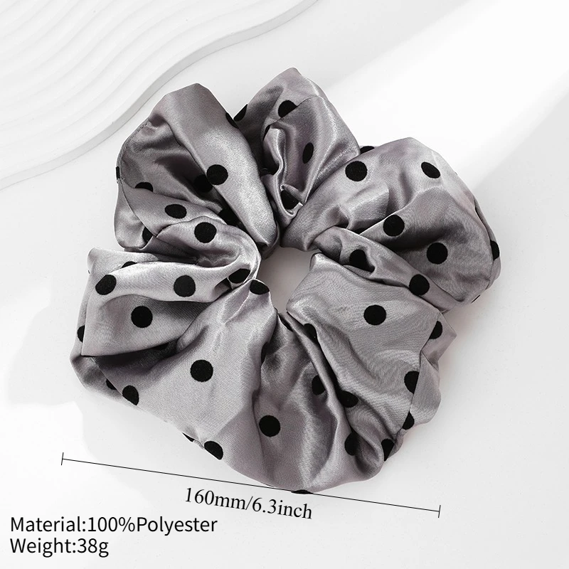 Withyoo |   Moda Corea Dot Scrunchies in raso Donna Grigio Grandi fasce per capelli Elastico per capelli Ragazze Porta coda di cavallo Corda per capelli