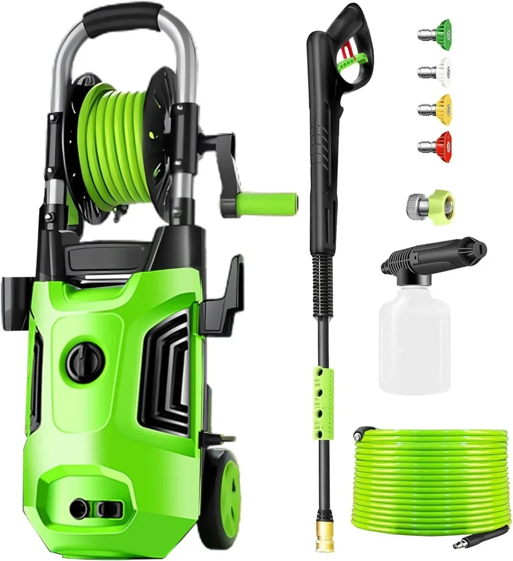 4200 PSI 4.0 GPM High Power Washer with With 33ft Pressure Hose, 4 Nozzle and Detergent Tank for Cars, Fences, Patio, Green