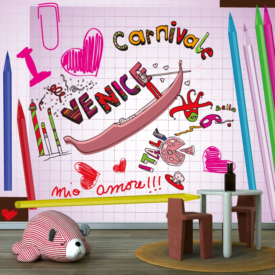 

Мультяшные легко наносятся обои для гостиной, настенные обои, домашний декор, детская кровать, фреска с рисунком карандаша