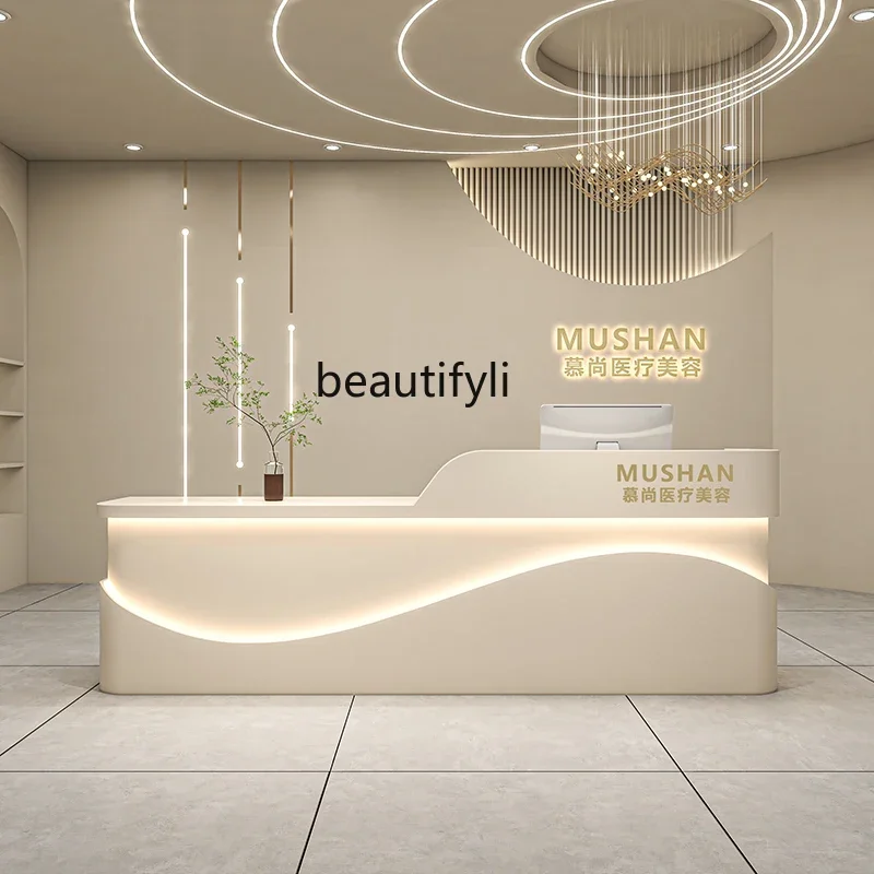 Beauty salon front desk checkout page Clothing store Dental paint Curved bar training institution Reception desk