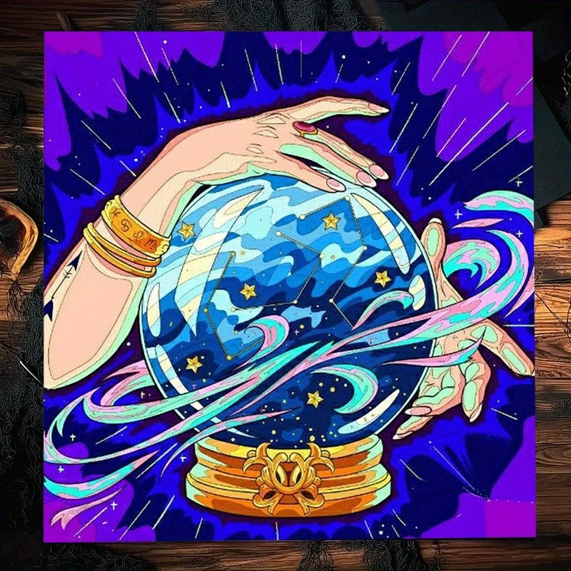 Mystic Celestial Astrology Tarot Cloth Table Runner Bohemian Witchy Cosmic Decor Gift for Spiritual Vibes 50X50cm 90x90cm