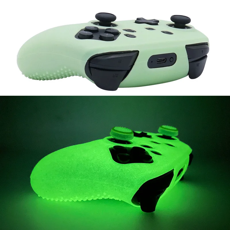 توهج في الظلام مضيئة لينة سيليكون الحال بالنسبة التبديل برو ألعاب اكسسوارات غمبد جويستيك غطاء ل التبديل برو تحكم الجلد