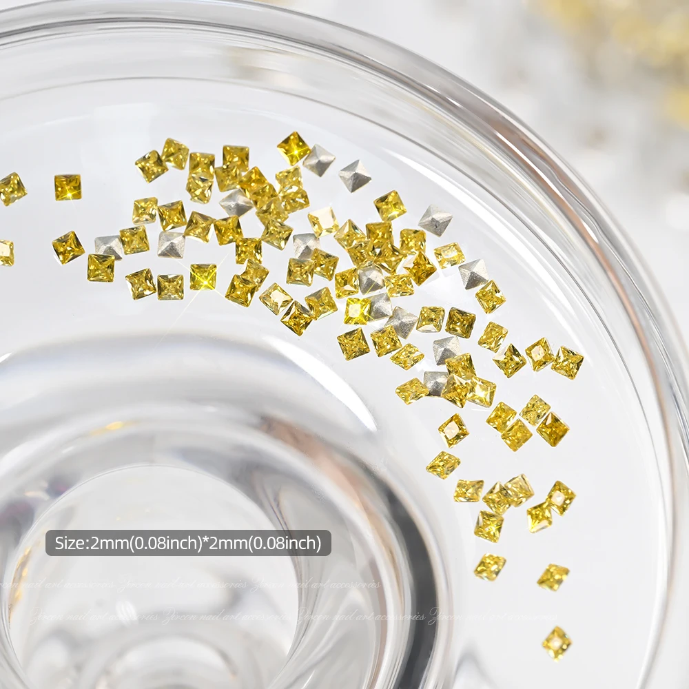 100 pièces 3D carré/oeil de cheval/blé or Nail Art strass 1.5/2/5.5mm fond pointu or ongles diamant scintillant or ongles gemme