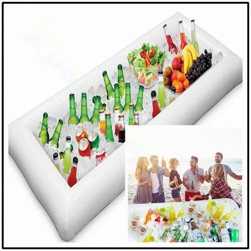 Summer Pool Inflatable Ice Bar Tray Beach Barbecue Picnic Party Salad Plate Pool Float Water Cup Food Drink Floating Row Holder