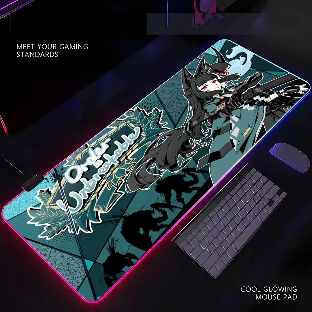 ZZZ Gaming Hoshimi Miyabi Mouse Pad RGB Backlit Mouse Pad Laptop Mouse Pad Laptop Gamer Computer Desk Gaming Accessories