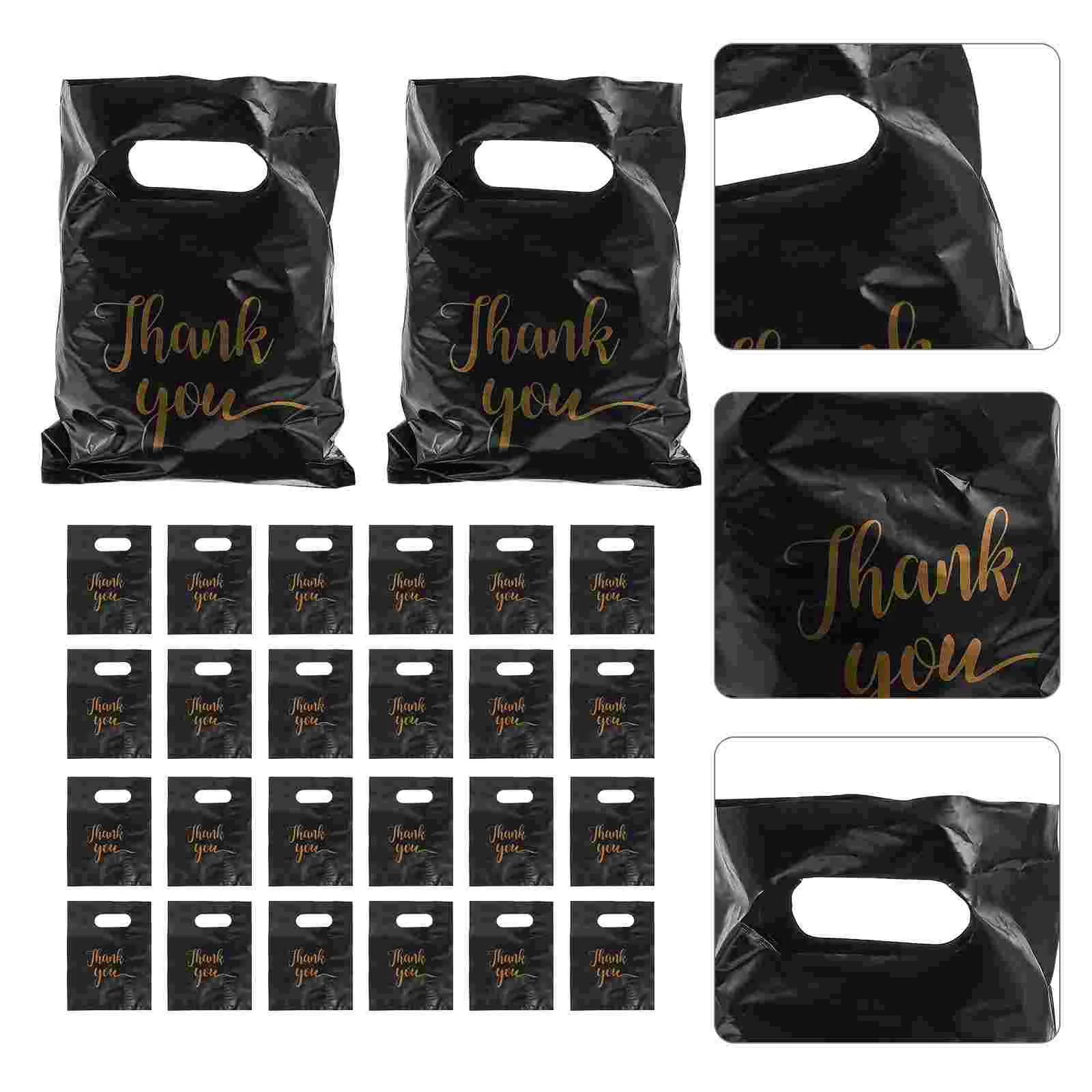 100 Pcs Super Thick Business Thank You Merchandise Bag Shopping Gift Bags for Thanks Pvc Bulk with Handles Small