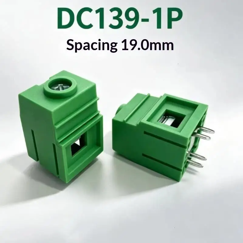DC139 1P 19mm‑Pitch Green PCB Screw Terminal Block, Insulated CCC SGS CE For Industrial Wiring