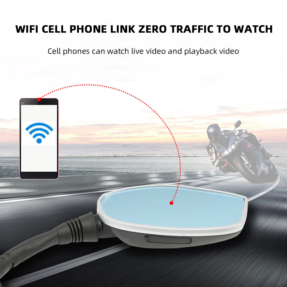 Acceo P9 1080P دراجة نارية داشكام مع واي فاي دعم الكاميرا الخلفية عدسة مزدوجة دراجة نارية المرايا مسجل فيديو Dvr للدراجات النارية