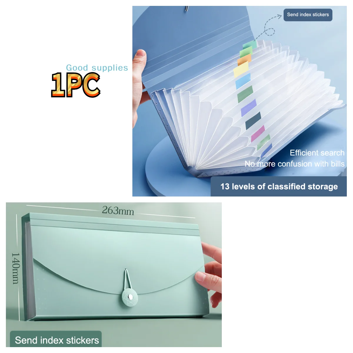 

13 Pockets Expanding File Folder Accordion Document Organizer Check Receipts Bill Card Ticket Holder Expandable PP Wallet Case