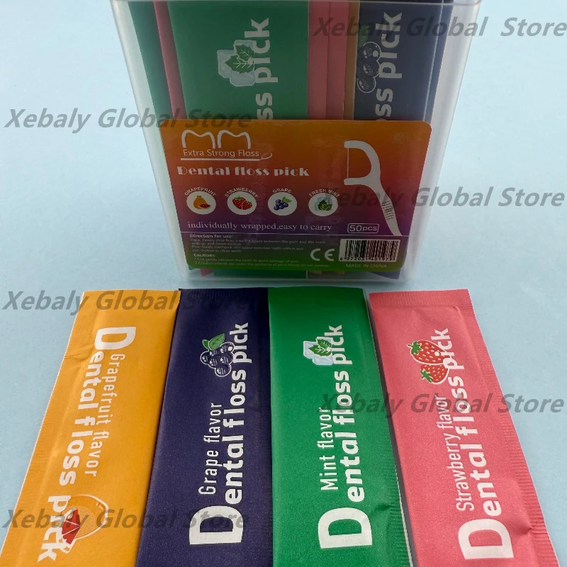10×50Pcs/Box Fruit-flavored Dental Floss Disposable Toothpicks Portable Dental Flosser Picks Oral Care Teeth Cleaning Tools