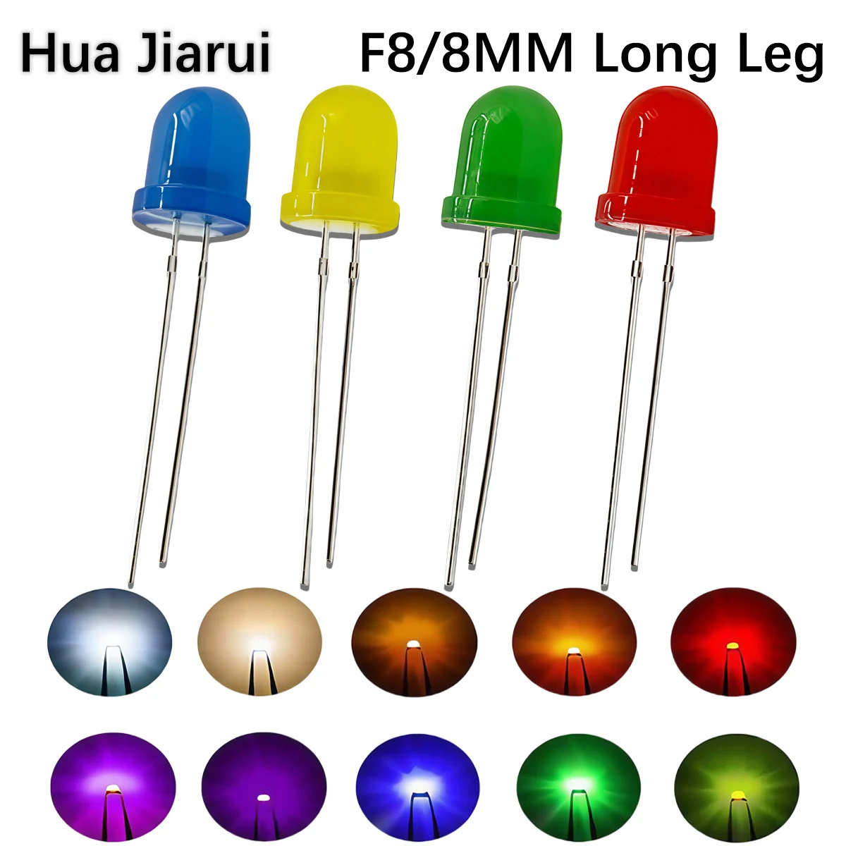 

F8/8mm Round Top Red Hair Red, Blue Hair Blue, Green Hair Green, Yellow Hair Yellow Long Leg LED