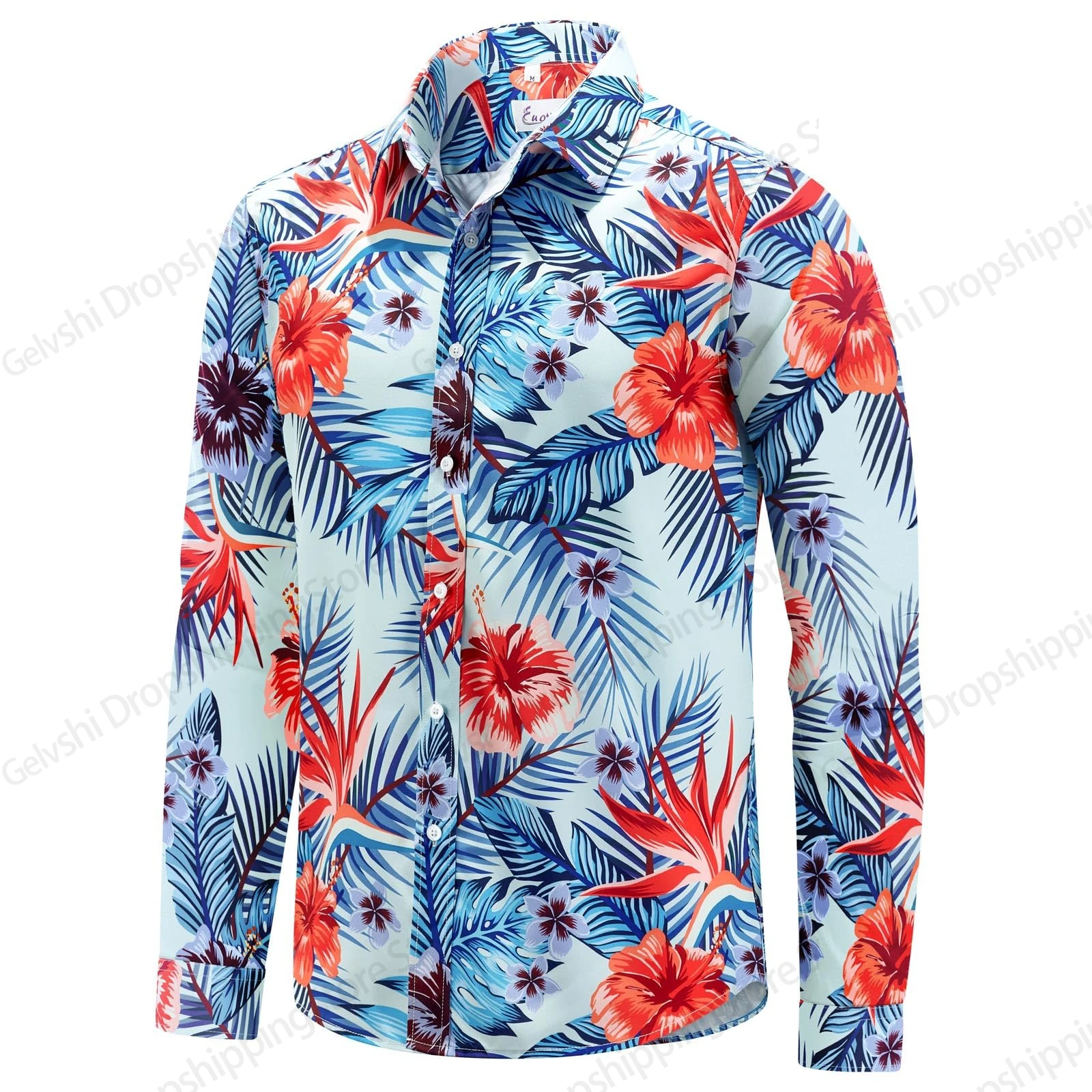 

Mens Long Sleeve Shirt Paisley Floral Print Hawaiian Shirts Casual Long Sleeve Button Down Beach Shirt Beach Blouse Plus Size