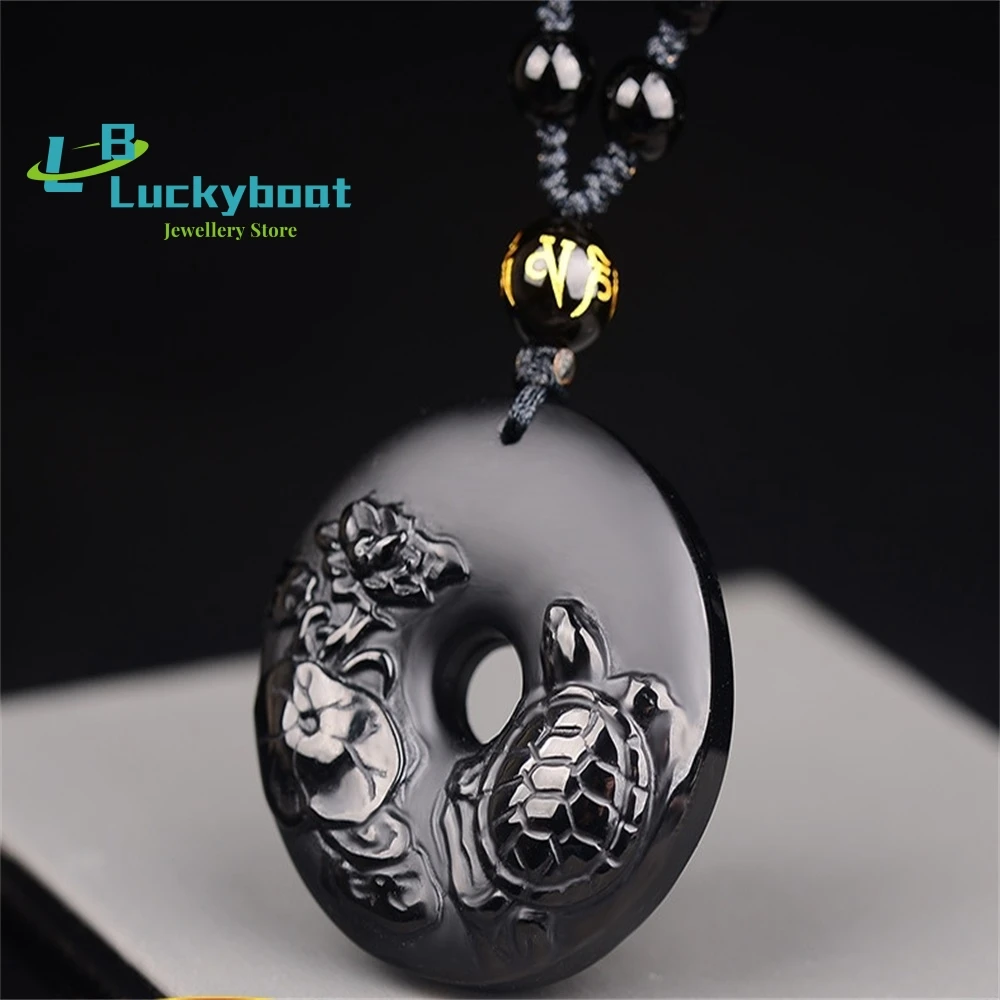 2020 Turtle Hediji Obsidian Pig Pendant Mascot Lucky Fortune Transfer Zodiac Jewelry Necklace for Men and Women