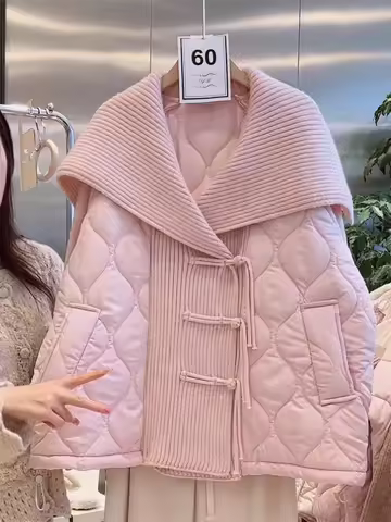 Lapel Collar Knitted Cardigan Quilted Sweater Jacket Women's Autumn And Winter 2023 Fashion Sweet Loose Shawl Top Z3310